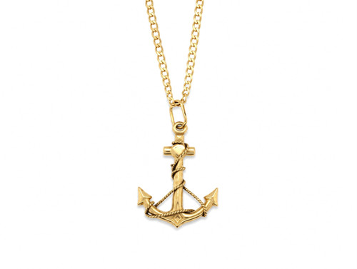 9ct gold anchor necklace - gold,