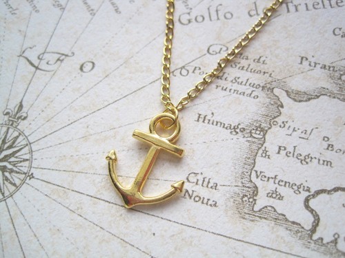 Nautical gold anchor charm - nautical,