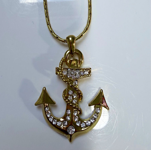 Gold tone nautical anchor - gold,