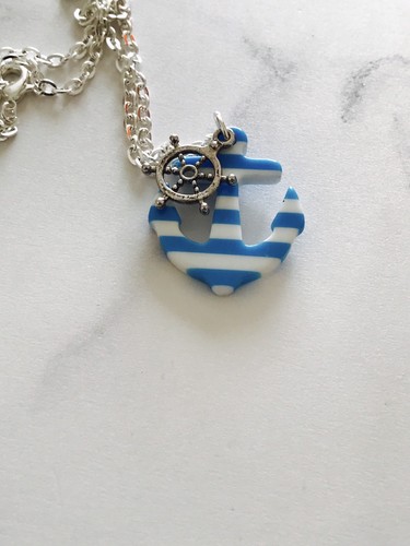 Blue white striped - white,