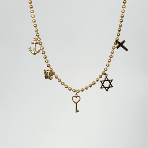 18k gold plated multi charm - gold,