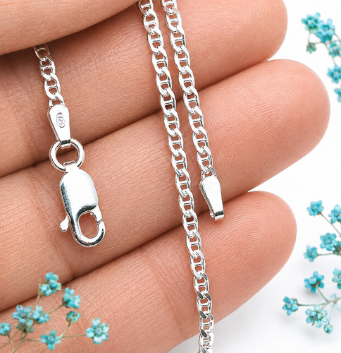 Silver chain necklace anchor - silver,