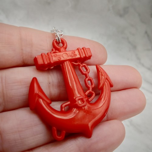 Large anchor necklace - anchor, red