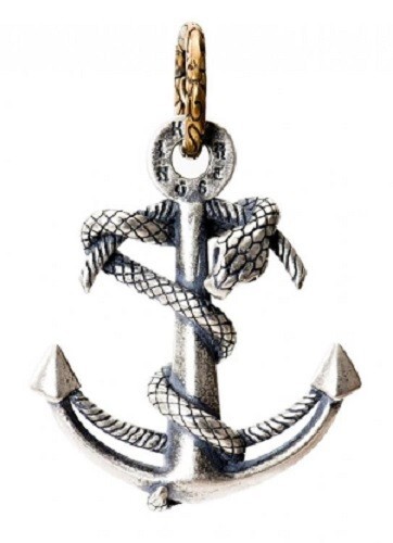 Silver navy anchor serpent - navy,