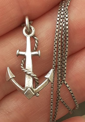Silver anchor pendant with - silver,