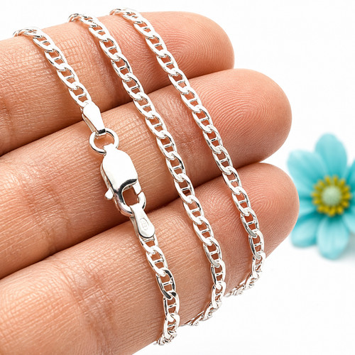 Silver chain necklace anchor - silver,