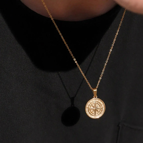 Compass necklace stainless - compass,